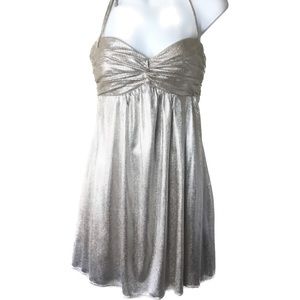 Vintage ZUM ZUM by Niki Livas Metallic Silver/Gold Open Back Formal DRESS